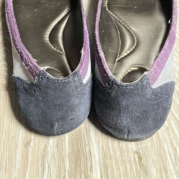 Lands End Purple Navy Suede Leather Kiltie Cap Toe Bow Academia Ballet Flats 8 - Picture 4 of 8